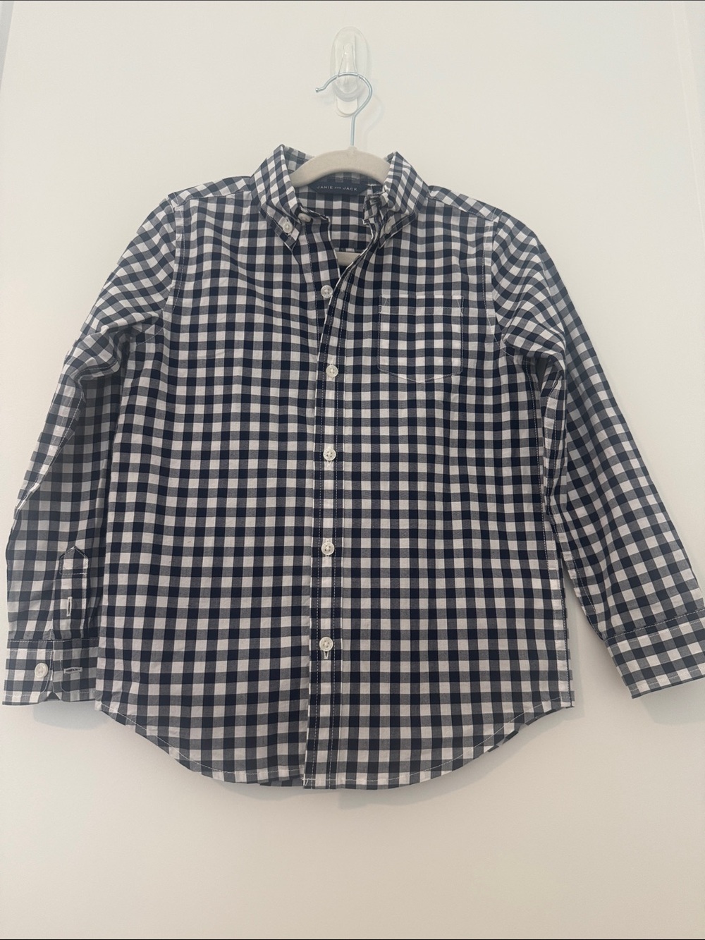 Janie and Jack Navy and White Gingham Button-Down Shirt